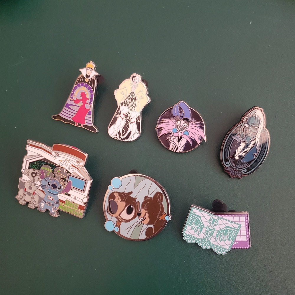Disney Pin Lot 7pc Villains Stitch Space Mountain Brother Bear Hatbox Ghost Yzma